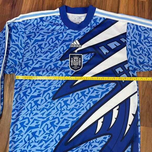 Men’s M Loose Fit Adidas Spain Icon Long Sleeve Goalkeeper Jersey Bahia Blue - Picture 7 of 9